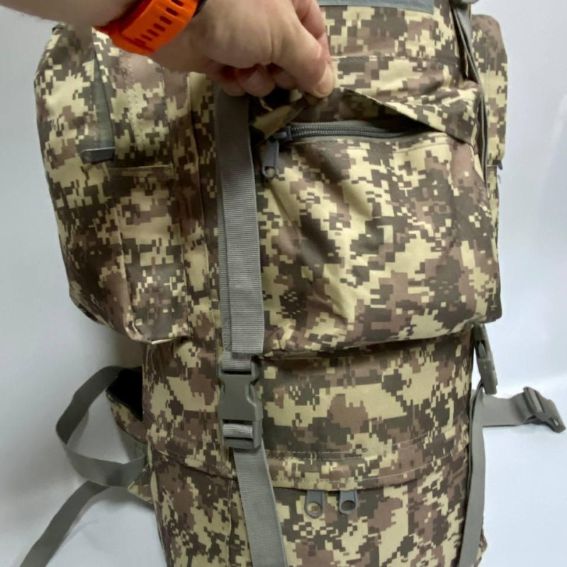 Тактичний рюкзак 70 літрів з каркасом колір Піксель, походний великий рюкзак металический каркас