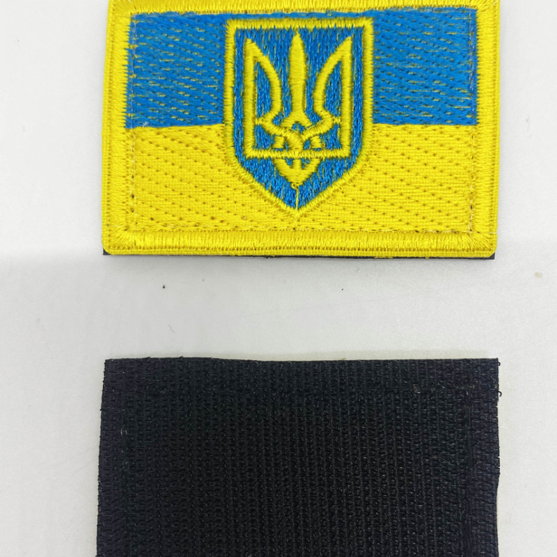 Нашивка Прапор України з тризубом, розмір 60*40мм на липучці