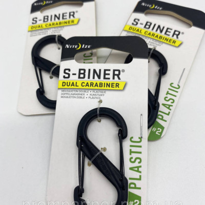 Тактичний карабін, колір чорний. Карабін розвантажувальний Nite Ize Karabiner S-Biner Gr. 2