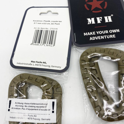 Карабін ABS пластиковий, колір койот (упаковка 2 шт)