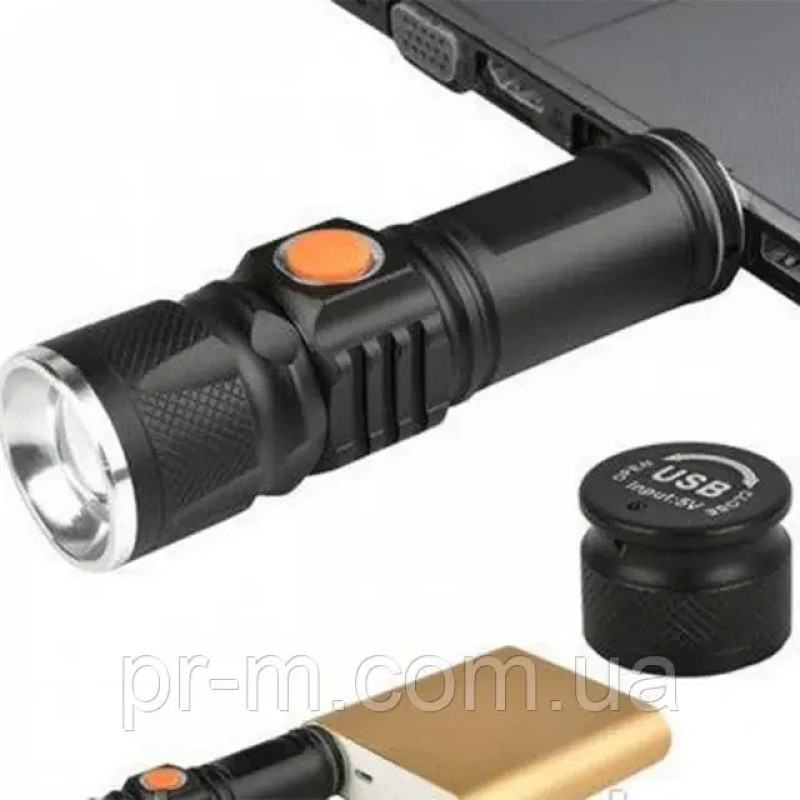 Ліхтарик ручний  X-Balog протиударний, вологостійкий із заряджанням USB Тактичний ліхтар POLICE BL-616-T6 Zoom