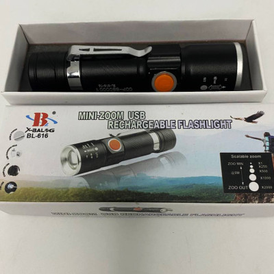 Ліхтарик ручний  X-Balog протиударний, вологостійкий із заряджанням USB Тактичний ліхтар POLICE BL-616-T6 Zoom
