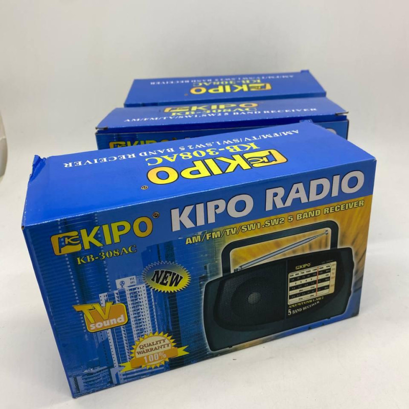 Радіоприймач KIPO-KB 308AC (FM/AM/SW/TV), Телескопічна антена, відкидна ручка, радіоприймач