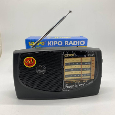 Радіоприймач KIPO-KB 308AC (FM/AM/SW/TV), Телескопічна антена, відкидна ручка, радіоприймач