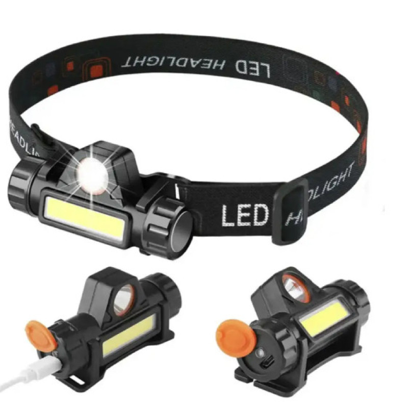 Ліхтар налобний акумуляторний магнітний | акумулятор 18650 вбудований XP-G Q5 | світлодіодний тактичний СОВ