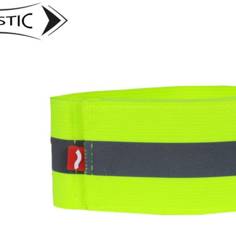 Світловідбивна пов'язка, Світловідбивна еластична смужка на липучці Reis зелена, 36 см x 5 см,