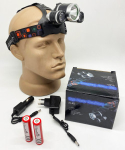 Ліхтар налобний акумуляторний на двох акумуляторах 18650, Ліхтар на акумуляторі, потужний налобний ліхтар