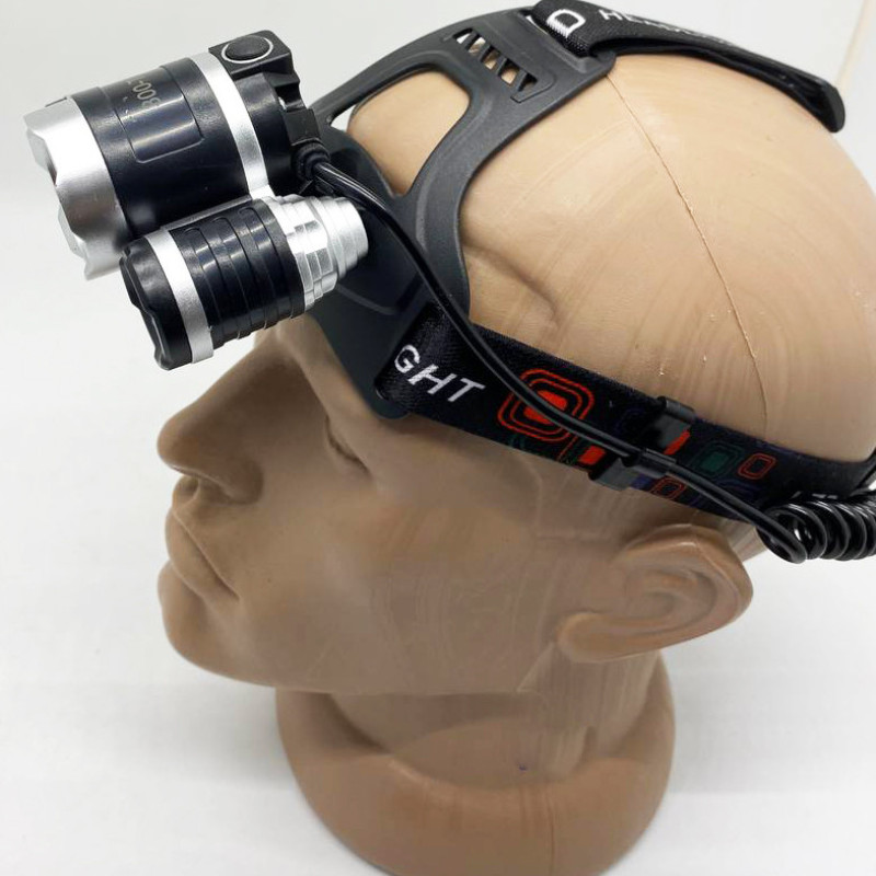 Ліхтар налобний акумуляторний на двох акумуляторах 18650, Ліхтар на акумуляторі, потужний налобний ліхтар